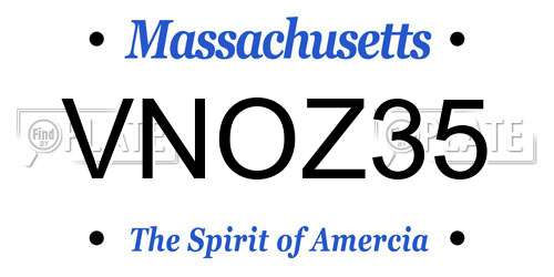 VNOZ35 Massachusetts License Plate