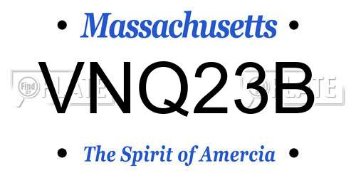 VNQ23B Massachusetts License Plate