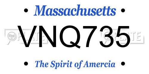 VNQ735 Massachusetts License Plate