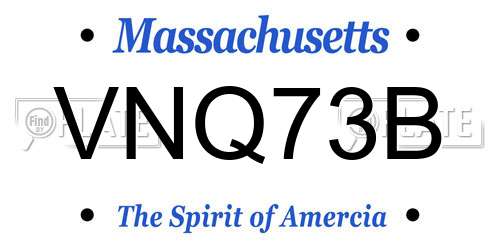 VNQ73B Massachusetts License Plate
