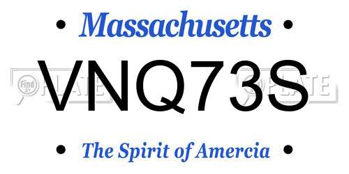 VNQ73S Massachusetts License Plate