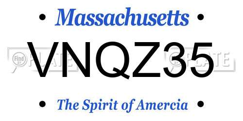 VNQZ35 Massachusetts License Plate