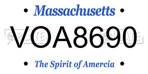 VOA8690 Massachusetts License Plate