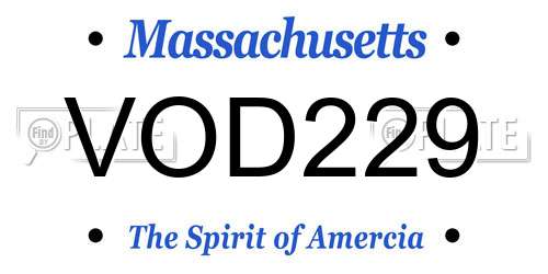 VOD229 Massachusetts License Plate