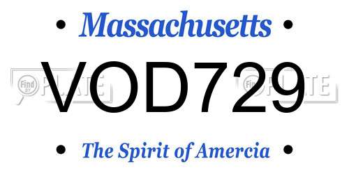VOD729 Massachusetts License Plate