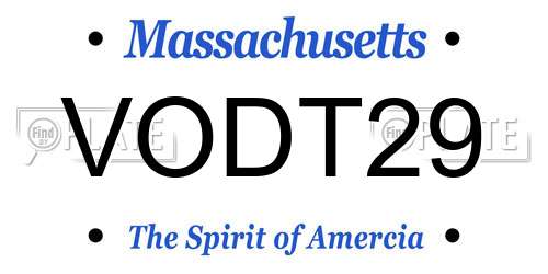 VODT29 Massachusetts License Plate
