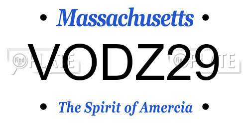 VODZ29 Massachusetts License Plate