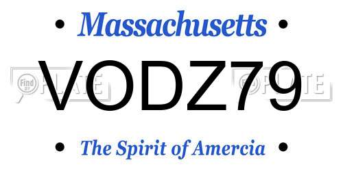 VODZ79 Massachusetts License Plate
