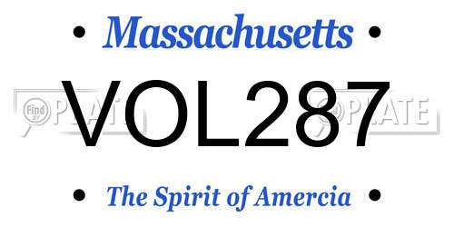 VOL287 Massachusetts License Plate