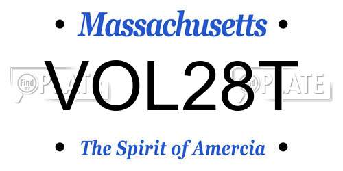 VOL28T Massachusetts License Plate