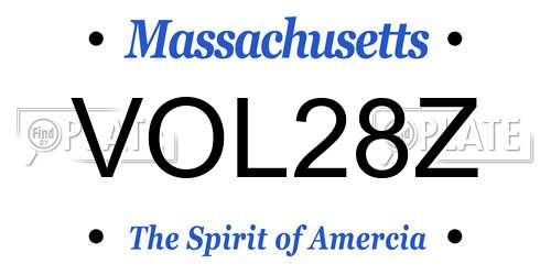 VOL28Z Massachusetts License Plate