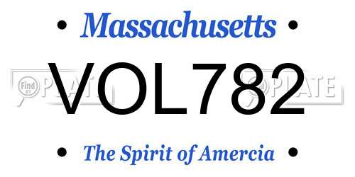 VOL782 Massachusetts License Plate