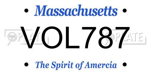 VOL787 Massachusetts License Plate