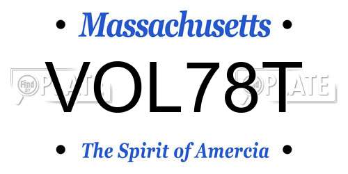 VOL78T Massachusetts License Plate