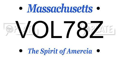 VOL78Z Massachusetts License Plate