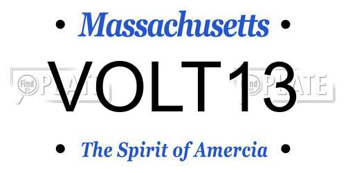 VOLT13 Massachusetts License Plate
