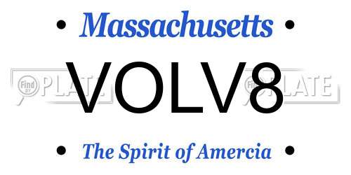 VOLV8 Massachusetts License Plate