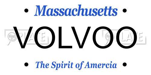 VOLVOO Massachusetts License Plate