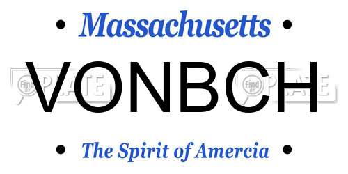 VONBCH Massachusetts License Plate