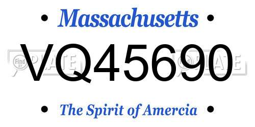 VQ45690 Massachusetts License Plate