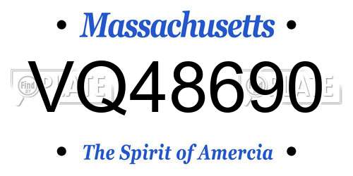 VQ48690 Massachusetts License Plate