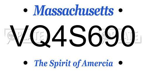 VQ4S690 Massachusetts License Plate