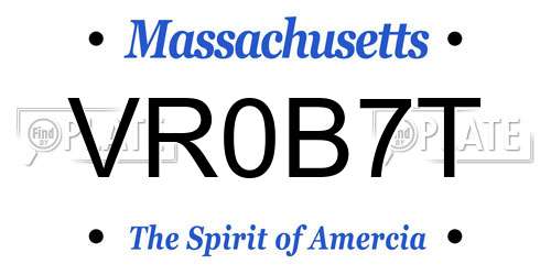 VR0B7T Massachusetts License Plate