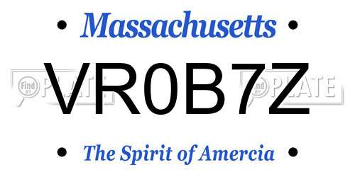 VR0B7Z Massachusetts License Plate