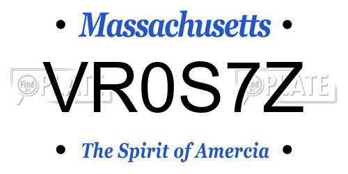 VR0S7Z Massachusetts License Plate