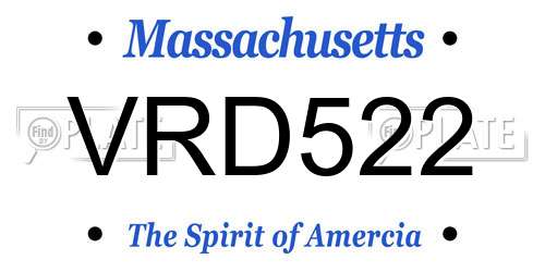 VRD522 Massachusetts License Plate