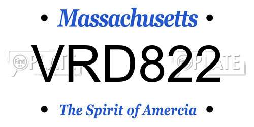 VRD822 Massachusetts License Plate
