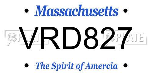VRD827 Massachusetts License Plate