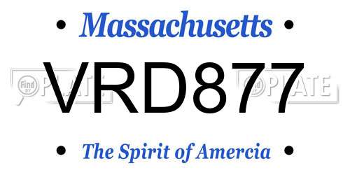 VRD877 Massachusetts License Plate