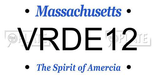 VRDE12 Massachusetts License Plate