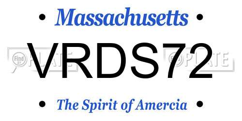 VRDS72 Massachusetts License Plate