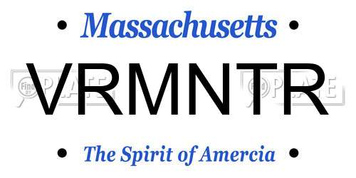 VRMNTR Massachusetts License Plate