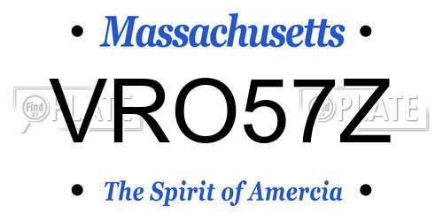 VRO57Z Massachusetts License Plate