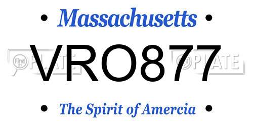 VRO877 Massachusetts License Plate