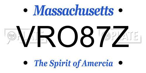 VRO87Z Massachusetts License Plate