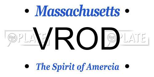 VROD Massachusetts License Plate