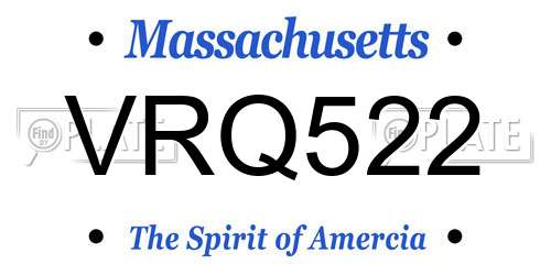 VRQ522 Massachusetts License Plate