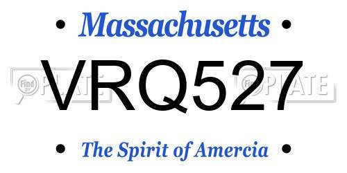 VRQ527 Massachusetts License Plate