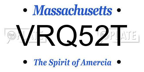VRQ52T Massachusetts License Plate