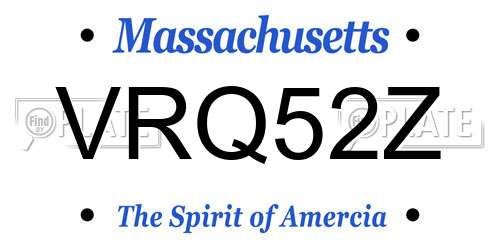 VRQ52Z Massachusetts License Plate