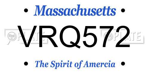 VRQ572 Massachusetts License Plate