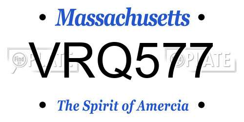 VRQ577 Massachusetts License Plate