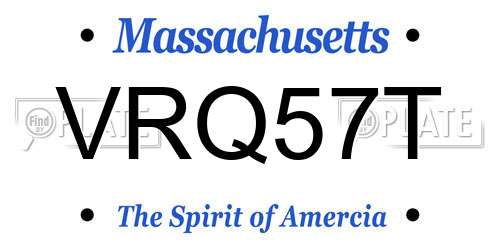 VRQ57T Massachusetts License Plate