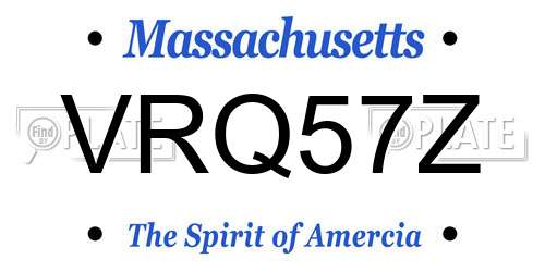 VRQ57Z Massachusetts License Plate