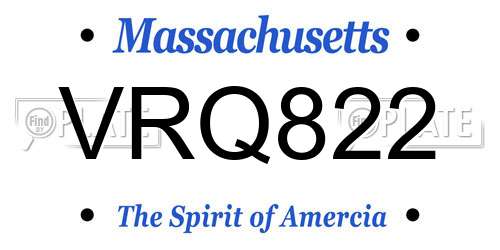 VRQ822 Massachusetts License Plate