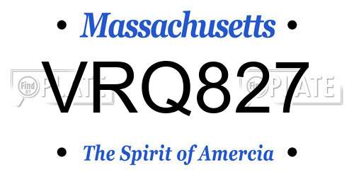 VRQ827 Massachusetts License Plate